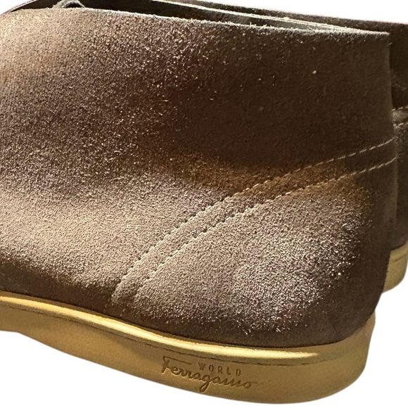 Salvador Ferragamo Men's Taupe Suede Chukka Boots - Picture 5 of 7